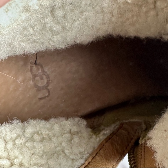 UGG Australia Charlee Chestnut Suede Shearling Fold Over Heeled Ankle Boots 8.5 - Picture 11 of 15